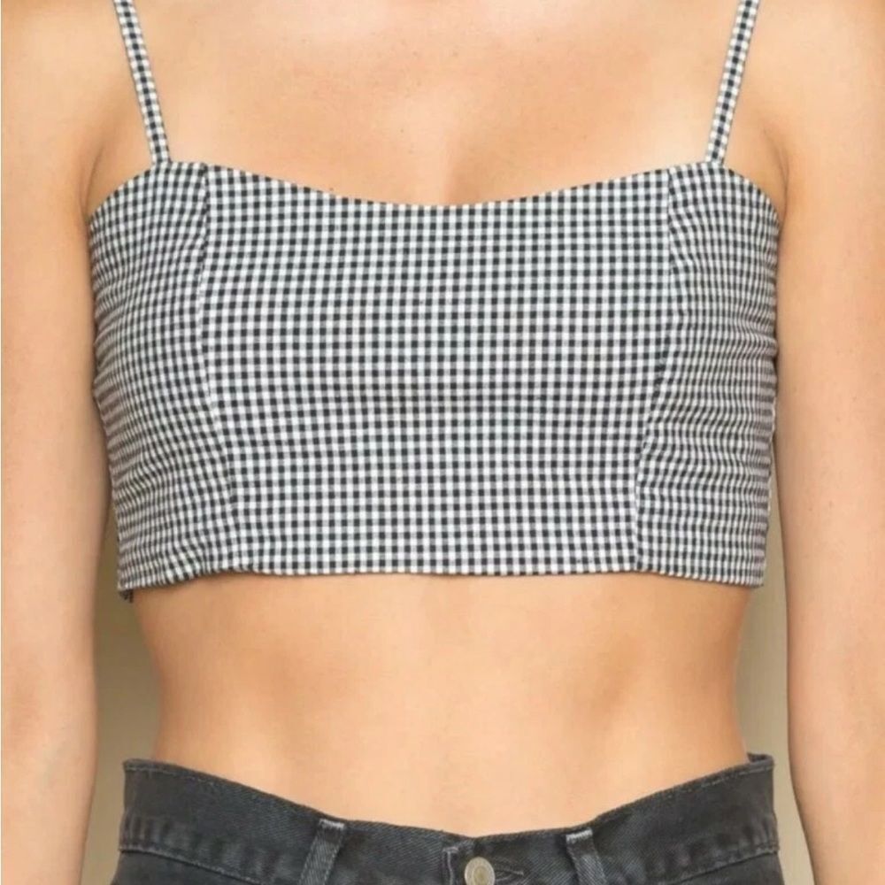 Gingham Black White Crop Top John Galt OS